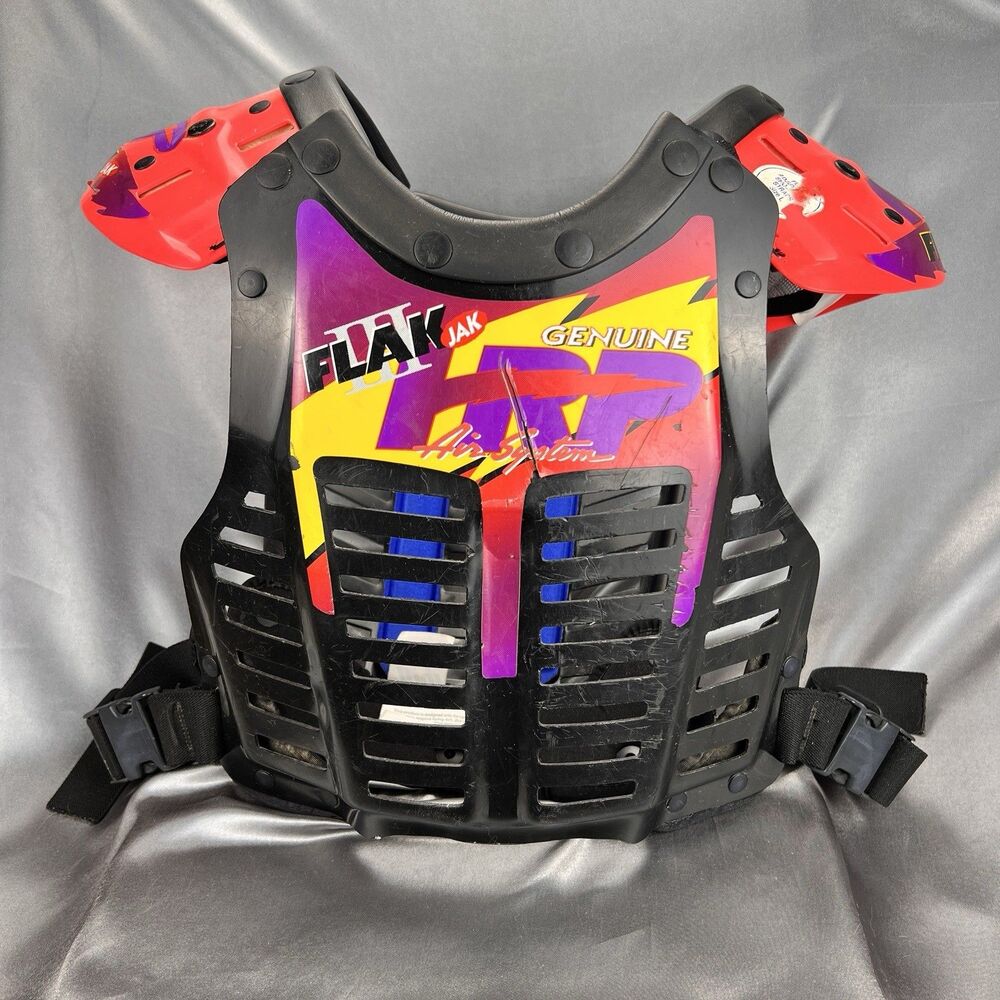 Vintage 90s HRP Flak Jak III Motocross Supercross Chest Protector Jr. Roost Neon